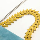 LOEWE V Anagram Chain Shoulder Bag Suede Leather 2way Blue Silver Auth 154755A-14