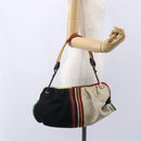BOTTEGA VENETA Hand Bag Canvas Leather Multicolor Silver Auth 154756-21