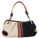 BOTTEGA VENETA Hand Bag Canvas Leather Multicolor Silver Auth 154756-2
