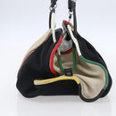 BOTTEGA VENETA Hand Bag Canvas Leather Multicolor Silver Auth 154756-3