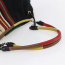 BOTTEGA VENETA Hand Bag Canvas Leather Multicolor Silver Auth 154756-7