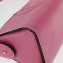 FENDI Greek Motif Hand Bag Leather Pink Gold Auth 154757-10