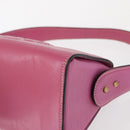 FENDI Greek Motif Hand Bag Leather Pink Gold Auth 154757-11