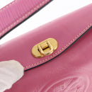 FENDI Greek Motif Hand Bag Leather Pink Gold Auth 154757-14