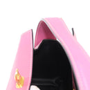 FENDI Greek Motif Hand Bag Leather Pink Gold Auth 154757-19