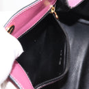 FENDI Greek Motif Hand Bag Leather Pink Gold Auth 154757-21