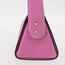 FENDI Greek Motif Hand Bag Leather Pink Gold Auth 154757-4