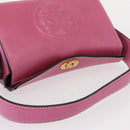 FENDI Greek Motif Hand Bag Leather Pink Gold Auth 154757-6