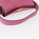 FENDI Greek Motif Hand Bag Leather Pink Gold Auth 154757-7