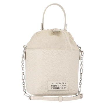 Maison Margiela 5AC Chain Shoulder Bucket Bag Leather 2way White Auth 154759