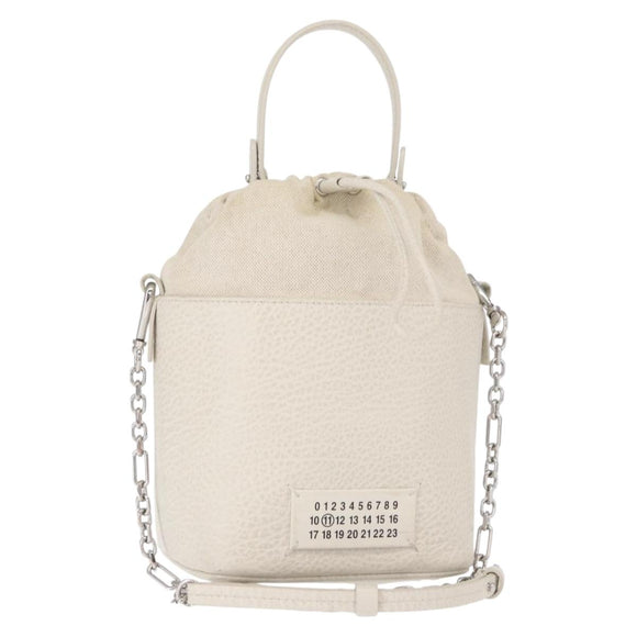 Maison Margiela 5AC Chain Shoulder Bucket Bag Leather 2way White Auth 154759