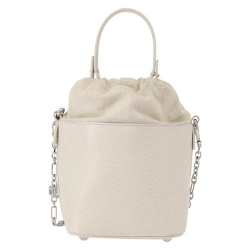 Maison Margiela 5AC Chain Shoulder Bucket Bag Leather 2way White Auth 154759 - 0