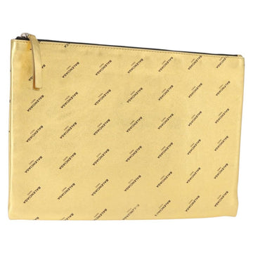 BALENCIAGA Clutch Bag Leather Gold 482874 Auth 154760