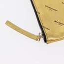 BALENCIAGA Clutch Bag Leather Gold 482874 Auth 154760-8