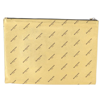 BALENCIAGA Clutch Bag Leather Gold 482874 Auth 154760 - 0