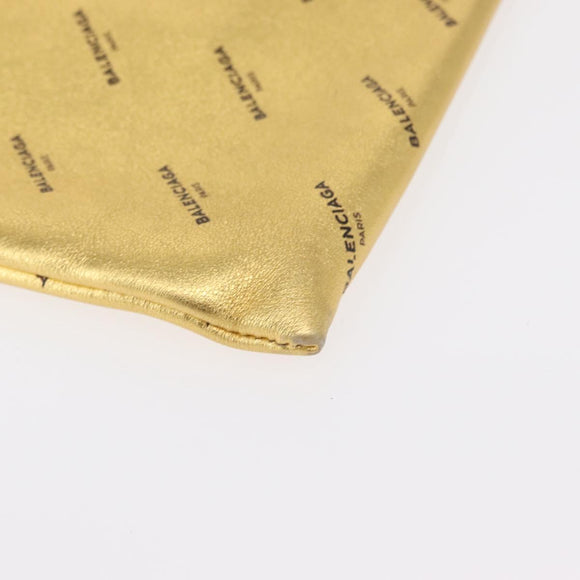 BALENCIAGA Clutch Bag Leather Gold 482874 Auth 154760