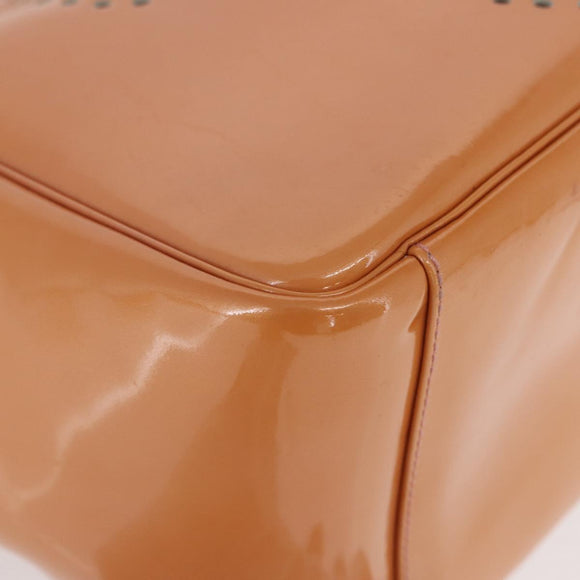 CHANEL Triple Coco Chain Tote Bag Patent leather Pink Silver CC Auth 154762