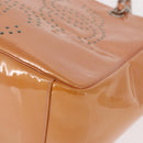 CHANEL Triple Coco Chain Tote Bag Patent leather Pink Silver CC Auth 154762-14