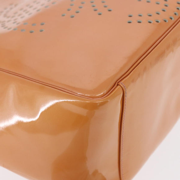 CHANEL Triple Coco Chain Tote Bag Patent leather Pink Silver CC Auth 154762