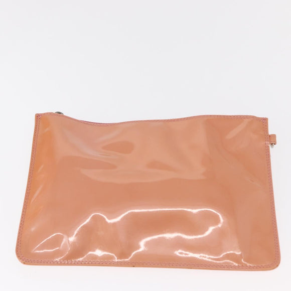 CHANEL Triple Coco Chain Tote Bag Patent leather Pink Silver CC Auth 154762