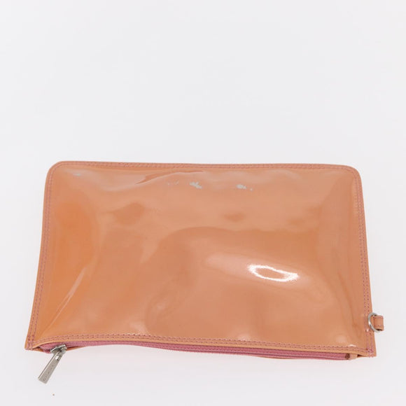 CHANEL Triple Coco Chain Tote Bag Patent leather Pink Silver CC Auth 154762