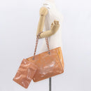 CHANEL Triple Coco Chain Tote Bag Patent leather Pink Silver CC Auth 154762-22