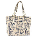 CHANEL Bysy line Tote Bag Canvas Plastic Navy Clear CC Auth 154763-1