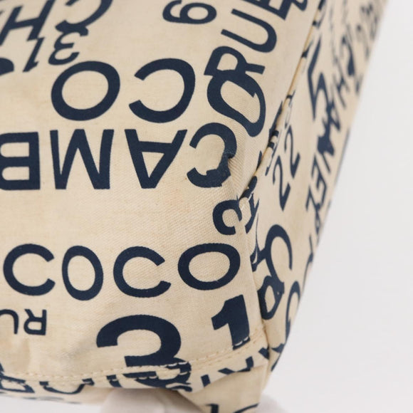 CHANEL Bysy line Tote Bag Canvas Plastic Navy Clear CC Auth 154763