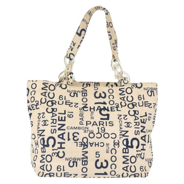 CHANEL Bysy line Tote Bag Canvas Plastic Navy Clear CC Auth 154763 - 0