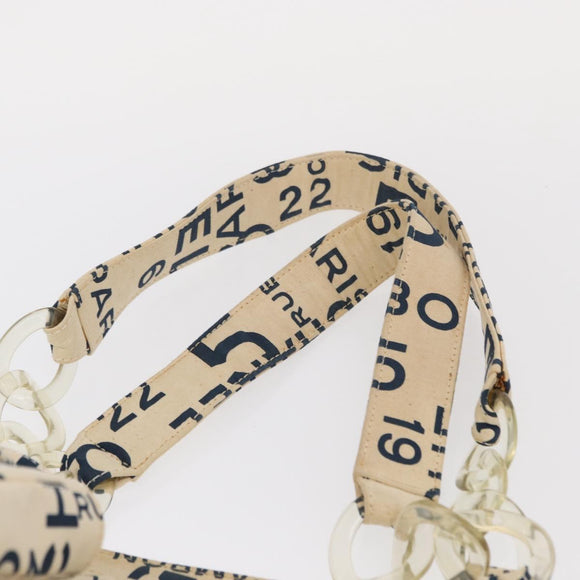 CHANEL Bysy line Tote Bag Canvas Plastic Navy Clear CC Auth 154763