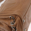 CHANEL COCO Mark Chain Shoulder Bag Lamb Skin Beige Silver CC Auth 154764-11