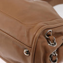 CHANEL COCO Mark Chain Shoulder Bag Lamb Skin Beige Silver CC Auth 154764-12