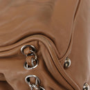 CHANEL COCO Mark Chain Shoulder Bag Lamb Skin Beige Silver CC Auth 154764-13