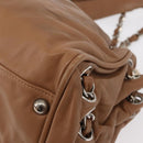 CHANEL COCO Mark Chain Shoulder Bag Lamb Skin Beige Silver CC Auth 154764-14