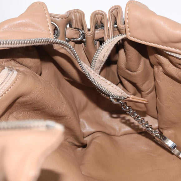 CHANEL COCO Mark Chain Shoulder Bag Lamb Skin Beige Silver CC Auth 154764