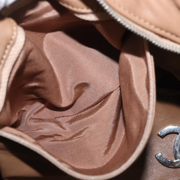 CHANEL COCO Mark Chain Shoulder Bag Lamb Skin Beige Silver CC Auth 154764