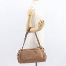 CHANEL COCO Mark Chain Shoulder Bag Lamb Skin Beige Silver CC Auth 154764-22