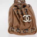 CHANEL COCO Mark Chain Shoulder Bag Lamb Skin Beige Silver CC Auth 154764-6