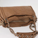 CHANEL COCO Mark Chain Shoulder Bag Lamb Skin Beige Silver CC Auth 154764-7
