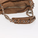 CHANEL COCO Mark Chain Shoulder Bag Lamb Skin Beige Silver CC Auth 154764-8