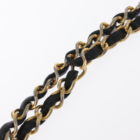 CHANEL Matelasse Chain Shoulder Bag Patent leather Black Gold CC Auth 154765