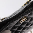 CHANEL Matelasse Chain Shoulder Bag Patent leather Black Gold CC Auth 154765-17