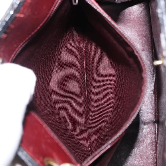 CHANEL Matelasse Chain Shoulder Bag Patent leather Black Gold CC Auth 154765