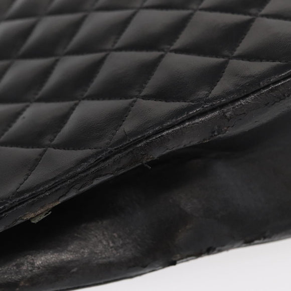 CHANEL Matelasse Chain Shoulder Bag Patent leather Black Gold CC Auth 154765