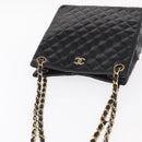 CHANEL Matelasse Chain Shoulder Bag Patent leather Black Gold CC Auth 154765-7
