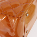 CHANEL Matelasse COCO Mark Chain Bag Patent Leather Orange Silver CC Auth 154766-14