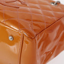 CHANEL Matelasse COCO Mark Chain Bag Patent Leather Orange Silver CC Auth 154766-15