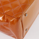 CHANEL Matelasse COCO Mark Chain Bag Patent Leather Orange Silver CC Auth 154766-16