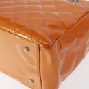 CHANEL Matelasse COCO Mark Chain Bag Patent Leather Orange Silver CC Auth 154766-17