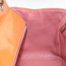 CHANEL Matelasse COCO Mark Chain Bag Patent Leather Orange Silver CC Auth 154766-21